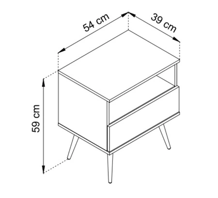 Luxusní béžový noční stolek se zásuvkou elegantní design skříňka doplněná zlatým lemováním skříňka stojí na černých kovových nožkách