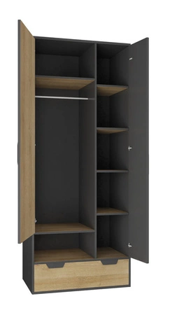 Dětská sestava nábytku Nano 2 grafit / dub riviera ideální do dětského pokoje v módním stylu