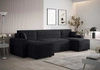 Rohová sedací souprava s funkcí spaní Brandon U Bis černý kontejner na lůžkoviny područky látka s výrazným smyčkovým povrchem