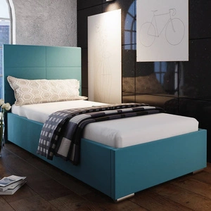 Čalouněná postel Eljas 90x200 modrá s čelem v moderním stylu ideální do pokoje pro mladé nebo malé ložnice