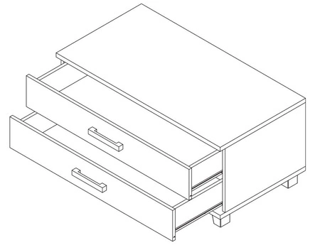 RTV skříň Maximus 100 cm bílá se zásuvkami moderní design a zásuvky na válečkových pojezdech