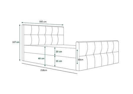 Šedá kontinentální postel Manhattan 160x200 v moderním skandinávském stylu s čalouněným čelem a nohama