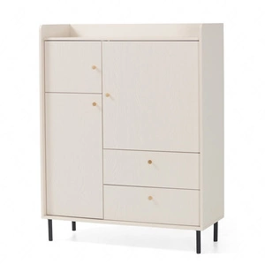 Komoda Ferdi 104 cm béžová písková originální design vysoký horní okraj komody na kovových nohách