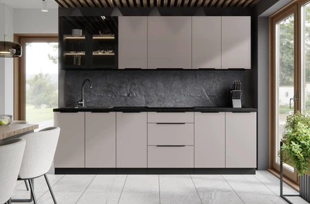 Sada kuchyňského nábytku Tarraco 260 cm kovové úchytky skříněk vypadají skvěle v moderních interiérech