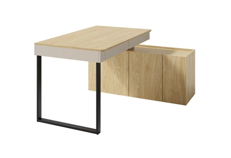 Nábytková sestava Paguro pískově béžová / olejovaný dub ideální do pokoje pro mladé v módním stylu