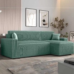 Rohová sedací souprava s funkcí spaní Brandon Bis patina pravý roh trojrozměrná látka s výraznými pruhy nádoba na lůžkoviny