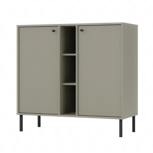 Komoda Kioto II 100 cm eukalyptus moderní design praktické police černé úchyty stabilní kovové nohy