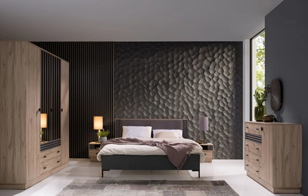 Postel Estan 160x200 cm antracitová ideální postel do ložnice ABS hrany designové čalouněné čelo postele