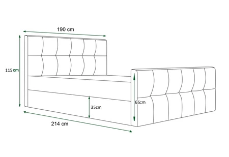 Čalouněná postel Viamao 180x200 bordó s kontejnerem v moderním skandinávském stylu s prošívaným čelem a nohama