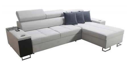 Rohová rozkládací pohovka Dafni slonová kost / bílý samet pravá strana pohodlí a funkčnost při každodenním odpočinku