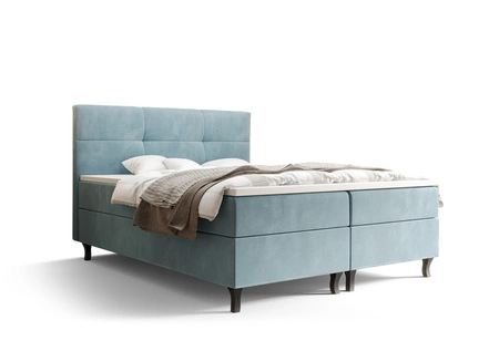 Tyrkysová kontinentální postel Melba 160x200 v moderním skandinávském stylu s výrazným čelem