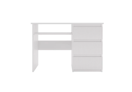 Psací stůl se zásuvkami Flexi 110 cm bílý univerzální psací stůl s možností instalace zásuvek na obou stranách dekorativní drážkované čela