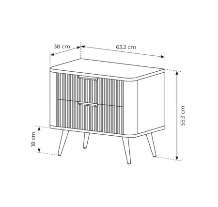 Noční stolek Lante béžový Stylová skříňka se zásuvkami ideální pro ložnice v glamour a skandinávském stylu Originální tvar masivu