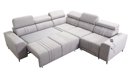 Rohová sedací souprava s funkcí spaní Castel III Lux béžová pravý roh mimořádně pohodlná rohová sedací souprava do obývacího pokoje s výsuvnou opěrkou nohou