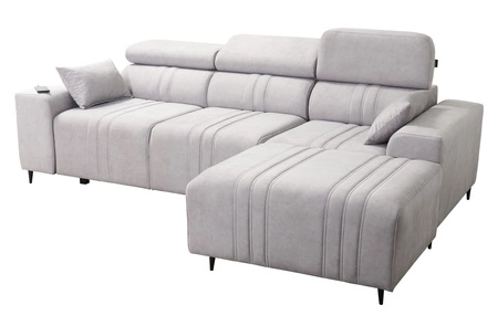 Rohová rozkládací pohovka s funkcí spaní Castel světle hnědá pravý roh pohodlná a stylová rozkládací pohovka s kontejnerem na lůžkoviny