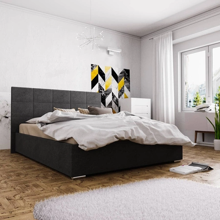 Čalouněná postel Eljas 160x200 černá s čelem v moderním stylu ideální do ložnice