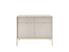Komoda Lovro 104 cm béžová moderní design potěší milovníky výrazných interiérů komoda obohacená zlatými doplňky