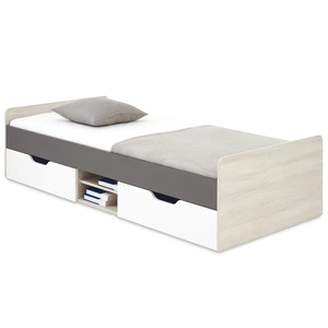 Postel Remona 90x200 cm dub wilton bílá / bílá / antracit Moderní a praktická postel se zásuvkami pro dítě nebo teenagera