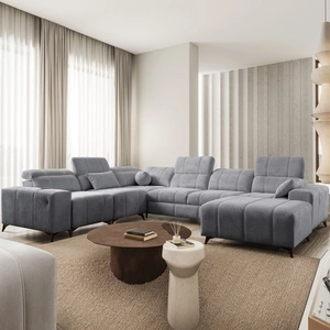 Penejos VIII šedá pravostranná stylová rohová rozkládací pohovka s funkcí spaní z odolné tkaniny