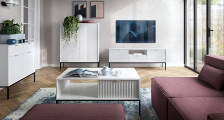 Nábytková sestava Lovro bílá moderní designová nástěnná skříňka do obývacího pokoje nebo zasedací místnosti