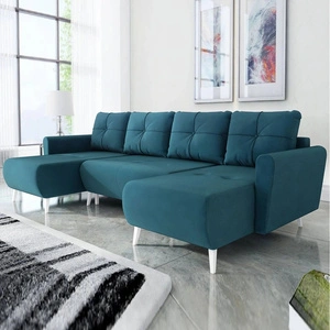 Rohová sedací souprava s funkcí spaní Felicie U tyrkysová stylová a elegantní rohová sedací souprava, která se hodí k uspořádání ve skandinávském stylu