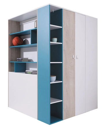 Nábytková sestava Niko bílá / dub / mořská ideální do dětského pokoje v módním stylu