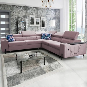 Rohová rozkládací pohovka s funkcí spaní Belvi IV heather right elegantní a stylová rohová rozkládací pohovka do obývacího pokoje praktický úložný prostor v boční části