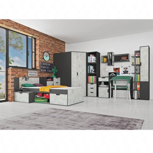 Nano 1 graphite / enigma dětská nábytková sestava ideální do pokoje pro mládež v módním stylu