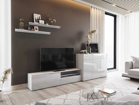 Aliartos bílá / bílý lesk moderní design systém push to open pro dvířka a zásuvky nábytková sestava s komodou
