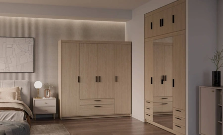 Šatní skříň Rene 176 cm dub olejovaný Stylový design Prostorná šatní skříň Šatní skříň klasického tvaru vybavená velkými zásuvkami