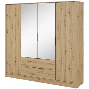 Zrcadlová šatní skříň Corse 200 cm dub artisan moderní design ideální skříň do ložnice nebo předsíně prostorné zásuvky