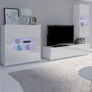 Nástěnná skříňka Apulia VII v bílém lesku Výjimečně stylová nástěnná skříňka s jednoduchými nábytkovými díly, která se hodí do každého interiéru