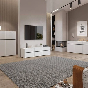 Bílá obývací sestava Cross Jednoduchá forma nábytku v moderním provedení potěší milovníky minimalistických interiérů