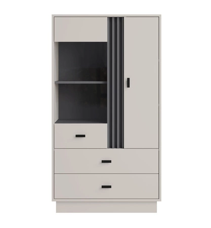 Knihovna Estan 80 cm béžová / antracitová moderní designový nábytek kvalitní zpracování hrany knihovny zakončené speciální dýhou 