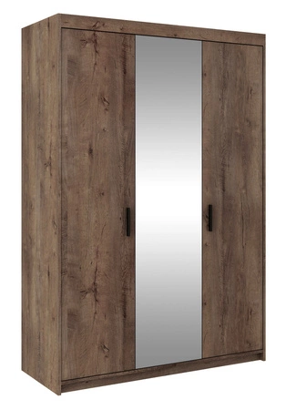 Šatní skříň se zrcadlem Rene 133 cm dub lefkas moderní design a hrany zakončené ABS