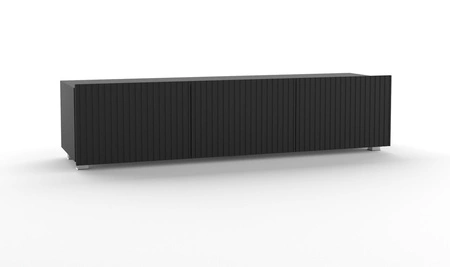 RTV skříňka Colder 150 cm černá s možností zavěšení stylové drážkované čelo elegantní forma nábytku v moderním stylu