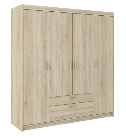 Šatní skříň Rene 176 cm světlý dub sonoma moderní design stylové stříbrné úchytky