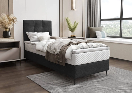 Kontinentální postel Irvine 90x200 černá Stylová postel s úložným prostorem na lůžkoviny a vysokým čelem zaujme svým elegantním designem