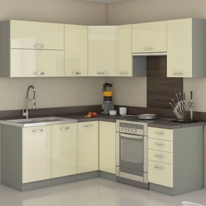 Sada rohového kuchyňského nábytku Karmen 170x190 cm lesklá čela jedinečný styl skříněk bude ladit s interiérem každé kuchyně