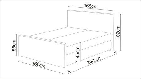 Černá kontinentální postel Kansas 160x200 ve skandinávském moderním stylu s prošíváním s krystaly