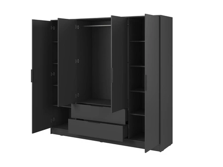 Šatní skříň Corse 206 cm grafitový moderní design ideální skříň do ložnice nebo šatny prostorné zásuvky