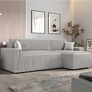 Rohová sedací souprava s funkcí spaní Brandon Bis pravý roh trojrozměrná tkanina s výraznými pruhy nádoba na lůžkoviny