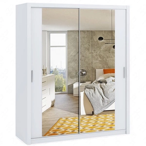 Zrcadlová posuvná skříň Rico 180 cm bílá funkční nábytek v klasickém stylu skříň určená do ložnice nebo předsíně