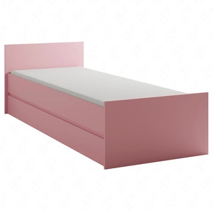 Jednoduchá postel 90x200 cm pudrově růžová pohodlná a praktická postel do dívčího pokoje s vysokým čelem