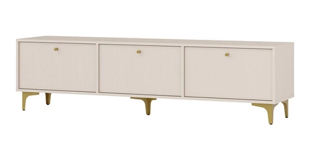 RTV skříň Kioto I 180 cm béžová stylový design kovové nohy skříň s dvířky otevíranými dolů tlumené barvy