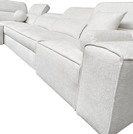 Rohová sedací souprava s funkcí spaní Viano XI světle hnědá levá módní a stylová rohová sedací souprava s nastavitelnými opěrkami hlavy dekorativními polštáři