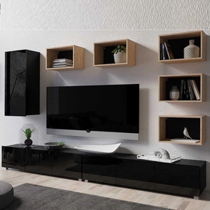 Apulia XXXVII černý lesk / dub artisan Výjimečně stylová nástěnná skříňka s jednoduchými nábytkovými díly, která se hodí do každého interiéru