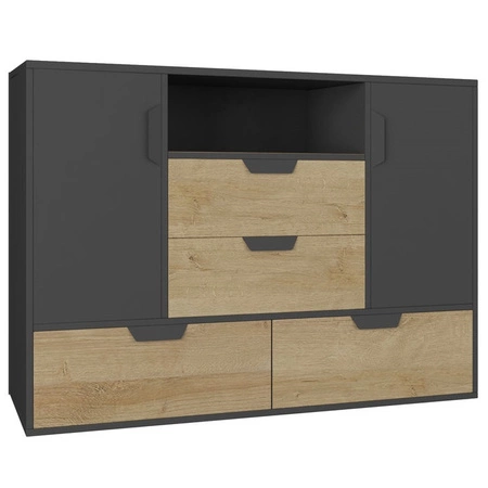 Dětská sestava nábytku Nano 2 grafit / dub riviera ideální do dětského pokoje v módním stylu