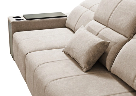 Rohová sedací souprava s funkcí spaní Tesalia XII hnědá pravá strana moderní design pohodlné posuvné opěradlo zásuvka v boku nábytku