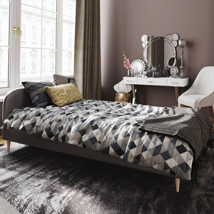 Šedá čalouněná postel Ivrea 90x200 s moderním čelem ideální do pokoje pro mladé nebo malé ložnice